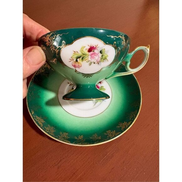 Shafford Tea Cup and Saucer, Hand Painted, Japan, Translucent - Picture 2 of 7